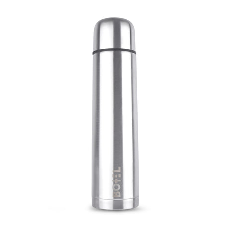 Omichef Silver Thermo Tough Double wall Steel Water bottle Hot & Cold for 24 hours Flask