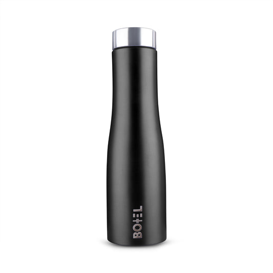 Black Hi-Rise Stainless Steel Water Bottle Single Wall 1 Litre