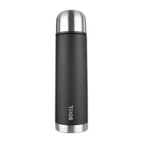 Thermo Tough Double Wall Steel Water Bottle Hot or Cold for 24 Hours Flask Pearl Black 1000 ML