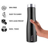 Black Hi-Rise Stainless Steel Water Bottle Single Wall 1 Litre