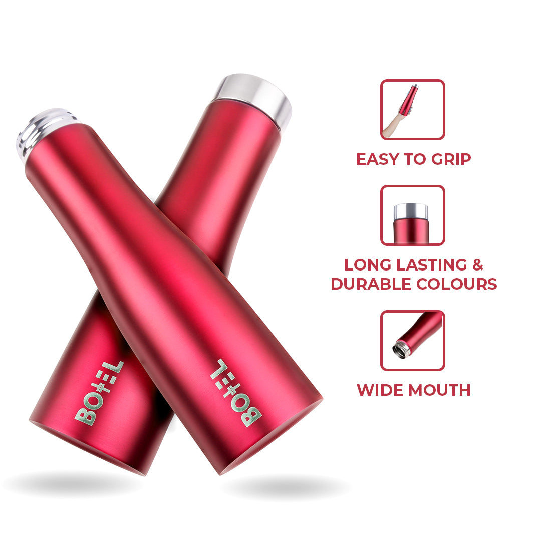 Red Hi-Rise Stainless Steel Water Bottle Single Wall 1 Litre