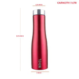 Hi-Rise Stainless Steel Water Bottle | Single Wall | 1 Litre | Pack Of 6 BOTTEL