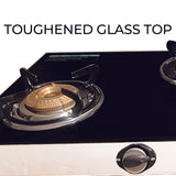 Omichef 3 Burner Toughened Glass Top SS Body | Mega Gas Stove