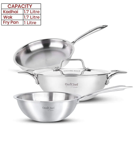 Omichef Triply Stainless Steel Cookware Combo Set Of 4Pcs | 20CM