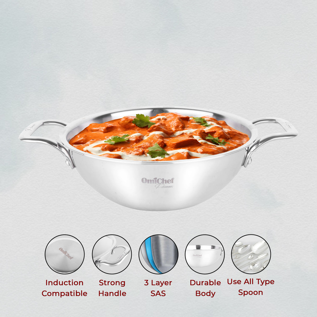 Triply Stainless Steel Kadai