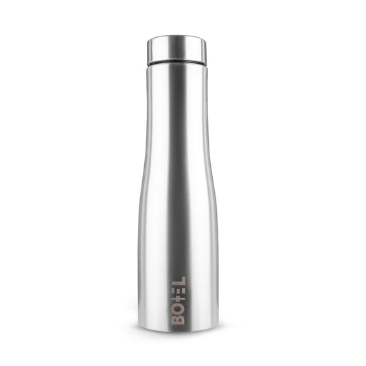 Silver Hi-Rise Stainless Steel Water Bottle Single Wall 1 Litre