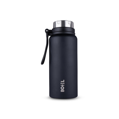 Marshal | Double Wall Steel Water Bottle | Hot or Cold for 24 Hours Flask | Black | 1000 ML BOTTEL