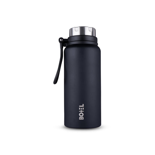 Marshal | Double Wall Steel Water Bottle | Hot or Cold for 24 Hours Flask | Black | 1000 ML
