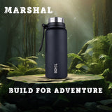 Black Marshal Double Wall Steel Water Bottle | Hot or Cold for 24 Hours Flask 1000 ML