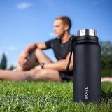 Black Marshal Double Wall Steel Water Bottle | Hot or Cold for 24 Hours Flask 1000 ML