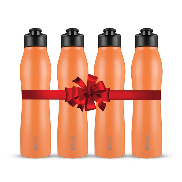 Vergo Stainless Steel Sports Water Bottle | Single Wall | 1 Litre | Pack Of 4 BOTTEL