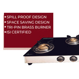 Omichef 3 Burner Toughened Glass Top SS Body | Mega Gas Stove